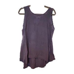 HONEST COTTON OS Gray Tunic Tank Lagenlook Layering Basic Gausy Oversized